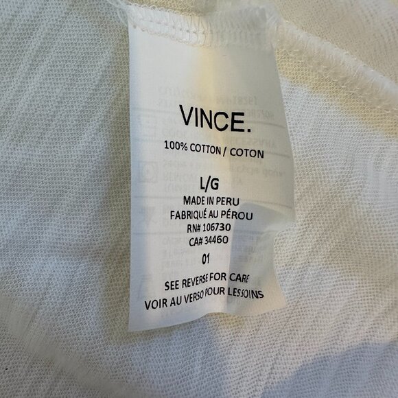 NWT Vince. White Boat Neck Short Sleeve Cotton Roll Sleeve T-Shirt Sz L MSRP $69 - Picture 15 of 15
